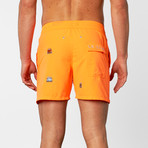 VW Beetle Embroidered Swim Short // Neon Orange (S)