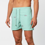 Jaws Embroidered Swim Short // Mint (L)