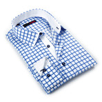 Button-Up Shirt // Blue Wiggy Grid (S)