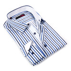 Button-Up Shirt // Multi Blue Stripe (M)