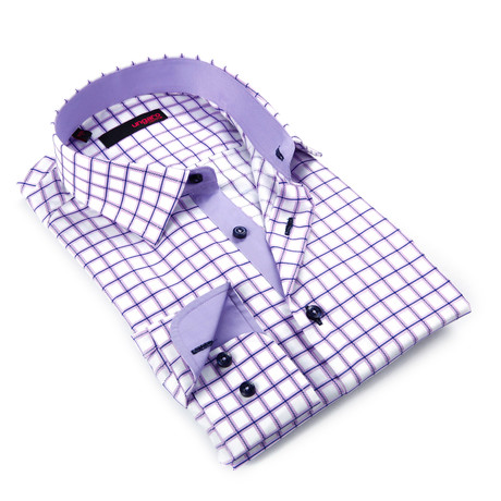 Button-Up Shirt // Purple Wiggy Grid (S)