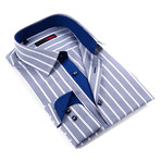 Button-Up Shirt // Abstract Navy Stripe (M)