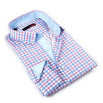 Button-Down Shirt // Light Blue + Pink Plaid (S)