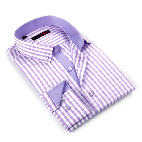 Button-Down Shirt // Lavender Plaid (S)