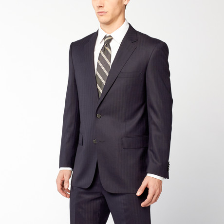 Rivelino // 2 Piece Suit Classic Fit // Navy Herringbone (US: 34S)