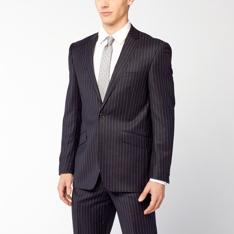 Rivelino // 2 Piece Suit Slim Fit // Black Pinstripe (US: 34S)