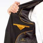 Rivelino // 2 Piece Suit Slim Fit // Black Solid Wool Twill (US: 34S)