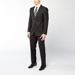 Rivelino // 2 Piece Suit Slim Fit // Black Solid Wool Twill (US: 34S)