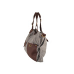 Canvas + Leather Flap Shopping Bag