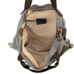 Canvas + Leather Flap Shopping Bag