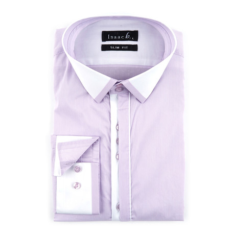 Pinstripe + Contrast Detail Button-Up Shirt // Purple (S)