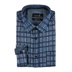 Diagonal Plaid Button-Up Shirt // Blue (M)