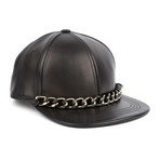 Members Of Society // Gun Metal Chain Leather Cap // Black