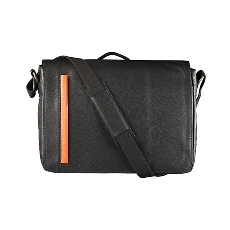 Contrast Leather Bag // Black + Orange