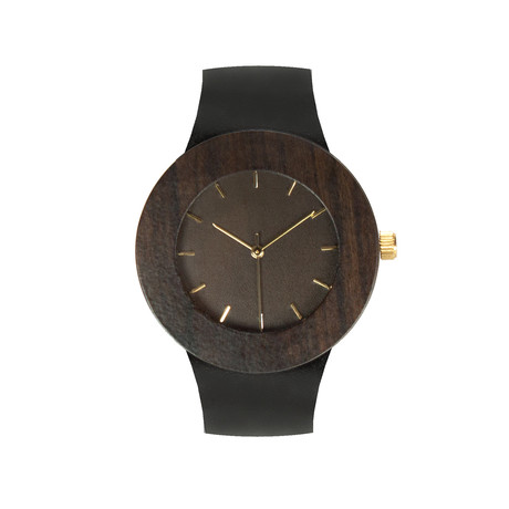 Carpenter Collection // Leather & Blackwood Quartz // No Hour Markers