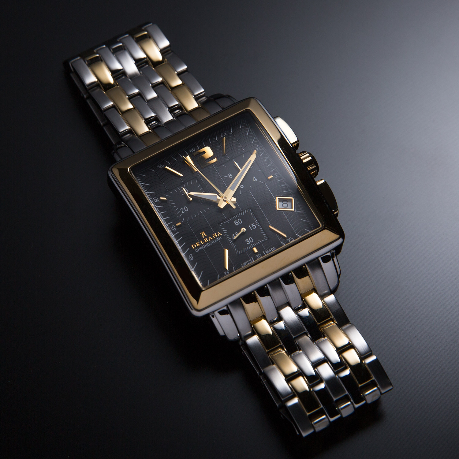 Lucerne Quartz Chrono Rectangular // Delma Watches - Technical View
