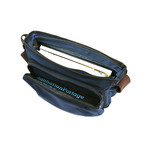 Beverly Striped Leather Bag (Dark Brown)