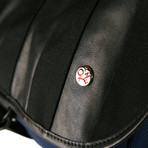 Beverly Striped Leather Bag (Dark Brown)