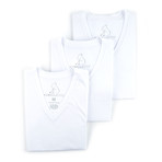 Essentials V-Neck Short-Sleeve Tee // White // Pack of 3 (L)