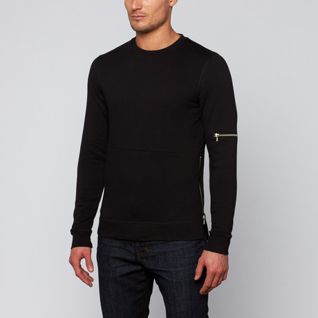 Long-Sleeve Crew Neck Pullover // Black (S)