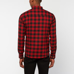 Long-Sleeve Buffalo Flannel + Chambray Pocket // Red (XL)