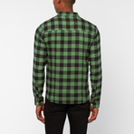 Long-Sleeve Buffalo Flannel + Chambray Pocket // Green (2XL)