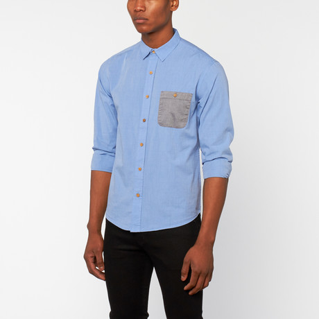 Long-Sleeve Contrast Pocket // Light Blue Chambray (S)