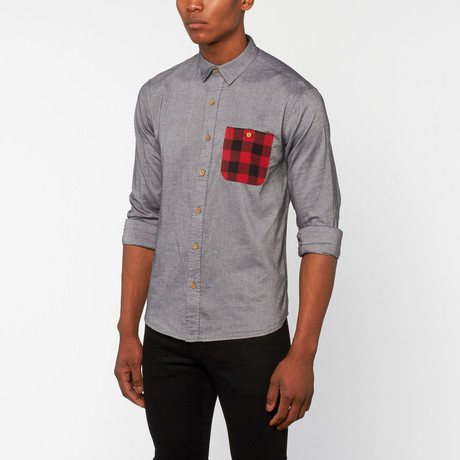 Long-Sleeve Buffalo Flannel Pocket // Gray Chambray (S)