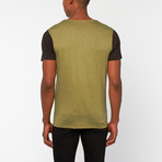 Contrast Tee // Green + Black (XL)