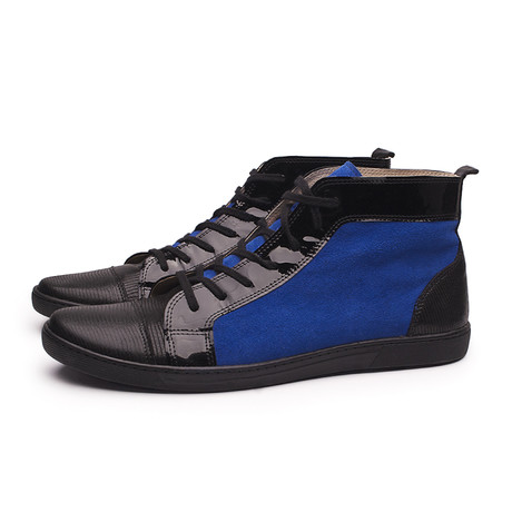 Lord Casual Leather + Suede High-Top // Black + Cobalt (Euro: 39)