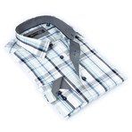 Button-Up Shirt // Teal + Grey Plaid (S)