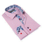 Button-Up Floral Shirt + Paisley Trim // Red + Blue Check (M)