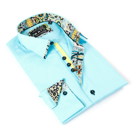 Dolce Guava // Button-Up Shirt + Paisley Trim // Turquoise (S)