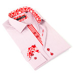 Button-Up Shirt + Striped Plaquet // Red Thin Stripe (L)