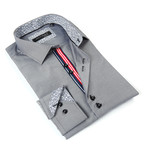 Button-Up Shirt + Striped Plaquet // Grey Stripe (S)