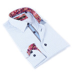 Button-Up Floral Shirt + Paisley Trim // Criss Cross Blue (S)