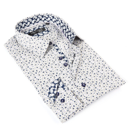 Button-Up Floral Shirt + Paisley Trim // Ivory (S)