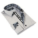 Button-Up Shirt + Paisley Trim // Dotted Grey (S)