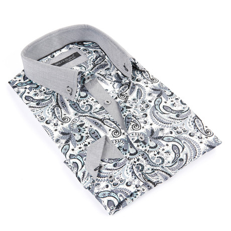 Paisley Button-Up Shirt // Grey (S)