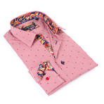 Button-Up Shirt + Paisley Trim // Red Dotted (L)