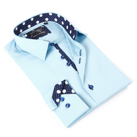 Dolce Guava // Button-Up Shirt + Polkadot Trim // Light Blue (S)