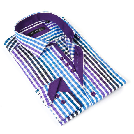 Dolce Guava // Button-Up Shirt // Purple + Blue Plaid (S)