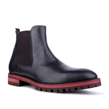 Dan Contrast Sole Chelsea Boot // Black + Red (Euro: 40)