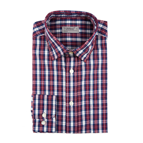 Classic Button-Up // Burgundy + White Check (S)
