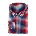 Plaid Button-Up // Red + Navy (XL)