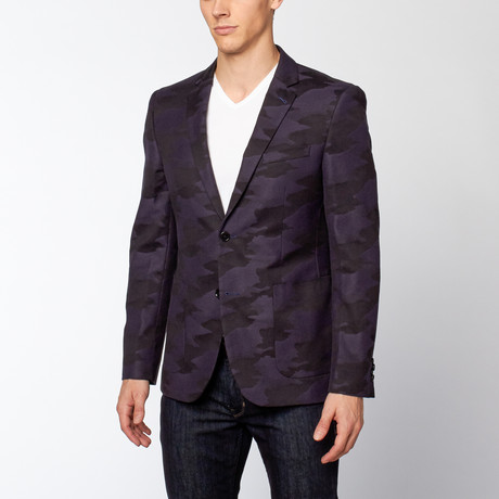 Camo Slim Fit Blazer // Navy + Black (US: 38R)