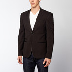 Slim Fit Hoodie Blazer // Black + Grey (US: 46R)