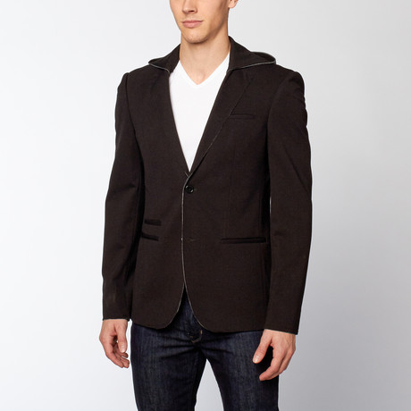 Slim Fit Hoodie Blazer // Black + Grey (US: 34R)