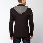 Slim Fit Hoodie Blazer // Black + Grey (US: 46R)