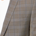 Slim Fit Patched Blazer // Grey + Blue Plaid (US: 48R)